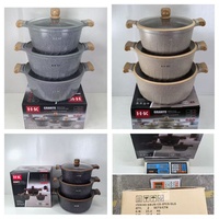 Marmites en granit vente en gros de pots antiadhésifs en aluminium les mieux notés 6 pièces 32cm 36cm 40cm marmite grand ensemble de casseroles robustes