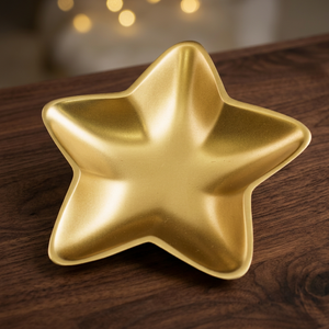 Bandeja Decorativa en Forma de Estrella Dorada, Metal Pulido, Estilo Glamuroso, Platos y Vajilla para Fiestas - Product Image 1