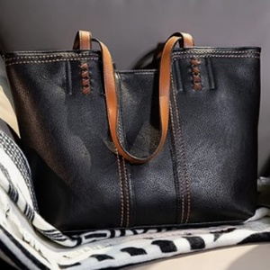 Large Capacity Handmade Crazy Horse Leather Elegant Vintage Fashionable Portable Two Handles Open Closure Unisex Casual Tote - Product Image 3