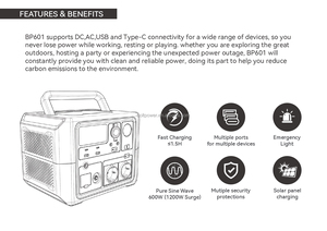 c型DC交流USB Lifepo4 600W 404wh户外移动电源 - Product Image 4