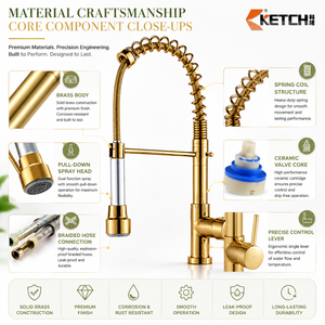Grifo de <span class=keywords><strong>cocina</strong></span> moderno de latón con pulverizador extraíble de resorte, acabado cromado pulido, <span class=keywords><strong>para</strong></span> llenado de ollas - Product Image 3