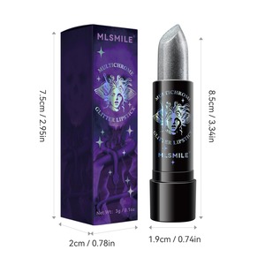 Rouge à lèvres scintillant effet diamant, waterproof, nacré, or et argent, hydratant, maquillage minéral pour les lèvres pour Halloween - Product Image 5