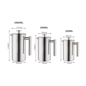 Cafetière à piston double paroi isolée en acier inoxydable - Product Image 3