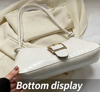 Sac à bandoulière demi-lune vintage en PU gaufré façon alligator pour femme avec fermoirs, étanche, capacité 2-2,9 L