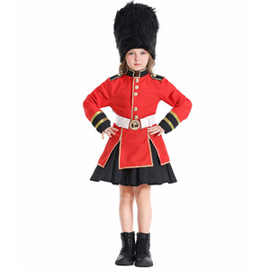 Kostum Penjaga Kerajaan Inggris untuk Anak Perempuan, Pakaian Mewah Penjaga Ratu dengan Topi Kulit Beruang, Kostum Pesta Halloween Karnaval Cosplay - Product Image 1