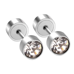 Joyería de Moda, Joyería de Acero Inoxidable Hipoalergénica, Aretes Pequeños de Zirconia Cúbica con Tornillo de 5MM, 4MM y 3MM - Product Image 6