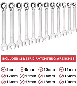 Clé mixte à cliquet réversible en acier CRV 10mm tête d'extrémité de boîte à 72 dents système de mesure métrique personnalisation OEM - Product Image 4