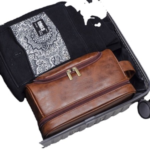 Premium PU Leather Travel Toiletry Bag with <b>Hook</b> - Stylish & Waterproof Cosmetic Organizer for Men & Women - Product Image 3