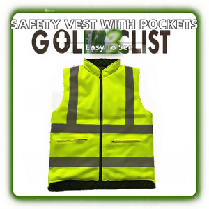 Gilet de sécurité multi-poches à fermeture éclair en polyester fluorescent certifié CE, coupe-vent, réfléchissant, pour travaux de construction - Product Image 2
