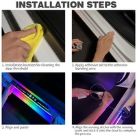 4 pièces voiture porte bienvenue lumière sans fil Rechargeable voiture porte pédale atmosphère lumière rvb voiture Logo Auto porte seuil plaque lampe ambiante