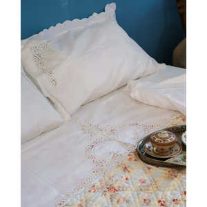 Juego de Sábanas Matrimoniales Luisasaronno con Encaje y Decoración de Estrellas, Sábanas Ajustables y Planas - Product Image 6