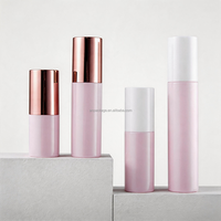 Flacon pulvérisateur cylindrique en PET rose plaqué or rose de 30 ml, 50 ml, 60 ml avec couvercle en carton et pompe à émulsion, bouchon à vis pour shampoing et cosmétiques (vide)