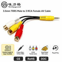 Câble répartiteur audio 3,5 mm vers RCA, adaptateur jack stéréo mâle 3,5 mm (1/8 po) TRS vers 3 RCA femelles - 20 cm