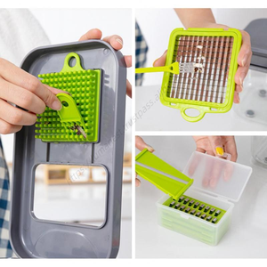 Mandoline multifonction W001 22-en-1 pour légumes, râpe à carottes avec panier de drainage et poignée, vente en gros - Product Image 3