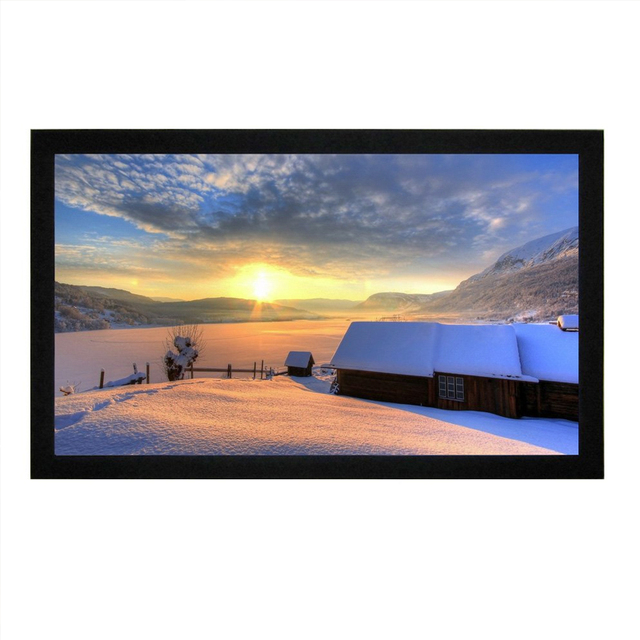 4K Fixed Frame Projector Screen with Cine White Screen ALR 120 Inch 16:9 Velvet Wrapped Aluminum Frame Wall-mounted Home Theater