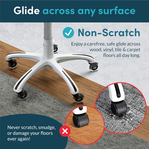 VIMA Lot <span class=keywords><strong>de</strong></span> 5 <span class=keywords><strong>roulettes</strong></span> <span class=keywords><strong>de</strong></span> <span class=keywords><strong>chaise</strong></span> <span class=keywords><strong>de</strong></span> <span class=keywords><strong>bureau</strong></span> incroyablement lisses et silencieuses, sans danger <span class=keywords><strong>pour</strong></span> les sols en bois <span class=keywords><strong>dur</strong></span> et les tapis, ajustement universel facile. - Product Image 5