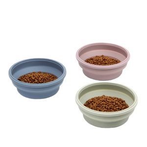 Cane eco-friendly in Silicone tinta unita per cani e ciotola per animali domestici pieghevole per gatti con funzione di trasporto all'aperto per bere cibo lento - Product Image 1
