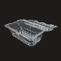 Boîte en plastique transparente à clapet pour fruits (myrtilles, raisins, framboises) de 1 lb – Emballage alimentaire à emporter