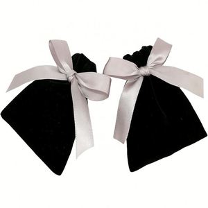 Sacs à cordon en velours noir personnalisés avec logo, vente en gros, sacs à bijoux en velours à cordon - Product Image 1
