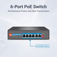 Switch AI Cerdas 48V 100Mbps dengan 4 Port PoE dan 2 Port Uplink