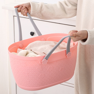 Greenside Laundry Basket, Dirty Clothes Organizer Plastic Storage Basket, PE Laundry Baskets With Handle