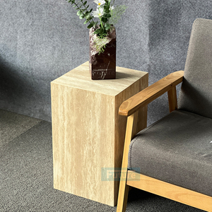 Natural Beige <strong>White</strong> Travertine Coffee <strong>Table</strong> Low Plinth Marble Living Room Luxury Natural Customized Cuboid Tea <strong>Side</strong> <strong>Table</strong> - Product Image 3