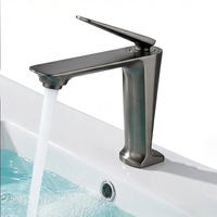 Robinet de lavabo en alliage de zinc gris anthracite pour hôtel, mitigeur monocommande eau chaude et froide pour salle de bain d'appartement