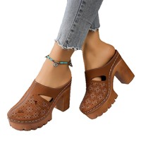 Personnalisation d'usine, personnalisation du logo, OEM, OED, sabots à semelle épaisse, chaussures Mueller, chaussures pour femmes, boucle en métal, style rétro, usage quotidien