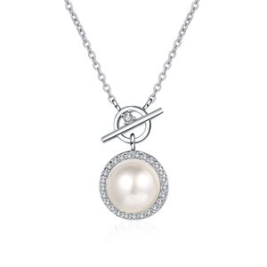 Kalung Liontin Mutiara Air Tawar Alami 9mm Bentuk T dengan Kunci Moissanite, Perak 925, Perhiasan Wanita, 8 Pilihan Desain Kustom Pabrik - Product Image 1