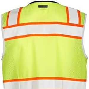 Gilet de sécurité réfléchissant haute visibilité CITICITY ANSI Classe 2, imperméable, multi-poches, en maille, pour géomètres, avec bas noir - Product Image 2