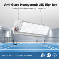 Lampe LED linéaire anti-éblouissement MIC pour éclairage sportif en nid d'abeille, idéale pour les terrains de pickleball, de badminton et les gymnases, certifiée ETL CE RoHS