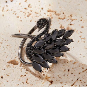 MyMuyu Black Swan Scarf Buckle Zircon Inlay Animal Knot Clasp Elegant Women's Accessory - Product Image 3
