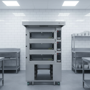 Four à pâtisserie professionnel à 3 niveaux et 6 plateaux avec porte en verre, personnalisable en usine pour le pain, la pâtisserie, les boulangeries - Product Image 2