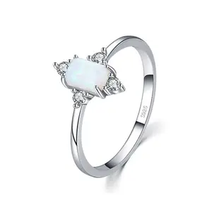 925 Sterling Silver Rings For Women Classic Luxury Shining Crown Opal Ring Wedding Jewelry Retail and Wholesale