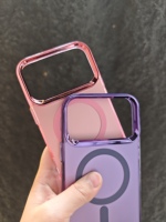 Funda Magnética para Teléfono con Parachoques Rígido IMD de Color Aéreo, Resistente a Arañazos y con Electrochapado para iPhone 17 E 16 15 14 13 12 11 Pro Max