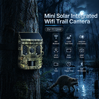 Mini Caméra de Chasse Solaire Intégrée CMOS WiFi 4K 64MP pour Extérieur, Étanche IP66, Détection PIR 90ft, Double Alimentation, pour Faune Sauvage