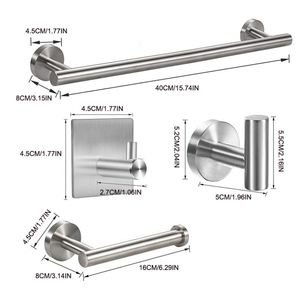 Support mural intelligent auto-adhésif en chrome pour serviettes de cuisine et de salle de bain, avec étagère et rail en métal – Ensemble d'accessoires de salle de bain - Product Image 6