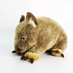 도매 사랑스러운 현실적인 큰 회색 부드러운 야생 동물 크롤링 Wombat 봉제 인형 동물 장난감 실물 같은 선물 선물 wombat