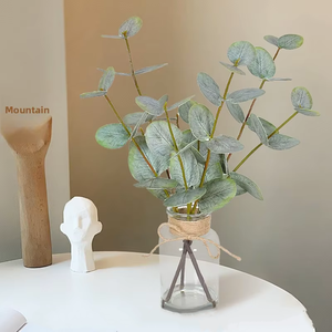 AromaLiving - Planta Artificial de Eucalipto Verde en Maceta de Vidrio, Bonsái de 33 cm, Arreglo Floral para Interiores, Decoración para Bodas y Fiestas - Product Image 4