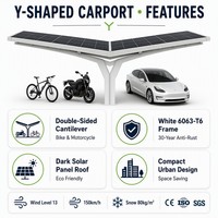 Kanopi Carport Ganda dari Aluminium Alloy, Tahan Lama, untuk Parkir Luar Ruangan, Desain Atap Lengkung Tahan Air, untuk Halaman Villa
