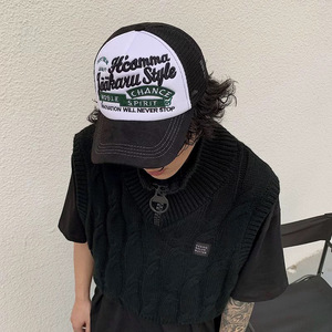 Gorra de béisbol de malla con letras bordadas en 3D estilo europeo americano, ajustable con cierre a presión para hombre, gorra de camionero, gorra de papá - Product Image 2