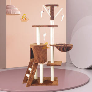 Grande <span class=keywords><strong>maison</strong></span> de luxe en bois de sisal style corde pour chat, meubles pour animaux domestiques, arbres à chat, tour d'arbre à chat en bois moderne EUR - Product Image 5