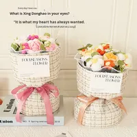 Bouquet de roses en fil tricoté, souvenir floral, cadeau pour la Saint-Valentin, anniversaire, Thanksgiving, remise de diplôme, Pâques, Noël, long