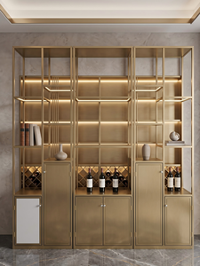 Vitrine en acier inoxydable de style rétro européen pour salon résidentiel de luxe - Product Image 2