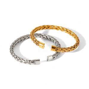 Bracelet manchette ouvert femme design simple X Bracelet fil de câble torsadé pour femme - Product Image 5