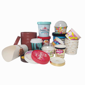Round Yogurt Packaging Boxes Frozen Sundae Gelato Container for Ice Cream, Push Up ECO Friendly Cardboard Ice Cream Paper Cup