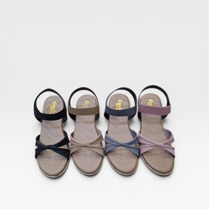 Womens Flat <b>Sandals</b> Comfortable <b>Elastic</b> Ankle Strap Knot Detail Casual Fashion Footwear Daily Outdoor Wear Mauve Chic - Product Image 5