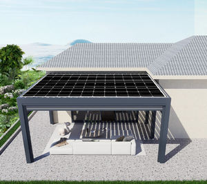 แผงเซลล์แสงอาทิตย์สนามหลังบ้านซุ้มไม้เลื้อยแผงโซลาร์เซลล์พร้อมรูเปิดหลังคาบานเกล็ดอลูมิเนียมเพอร์โกลา - Product Image 1