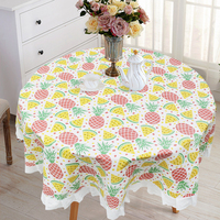 Nappe Imperméable Personnalisable à Motif Fruité avec Bordure en Dentelle Ronde en PEVA