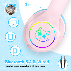 LOBKIN Casque pour enfants à oreilles de <span class=keywords><strong>chat</strong></span>, pliable, idéal pour le sport, l'école <span class=keywords><strong>et</strong></span> les cours en ligne, protection auditive, lumière RGB – Meilleures ventes - Product Image 6